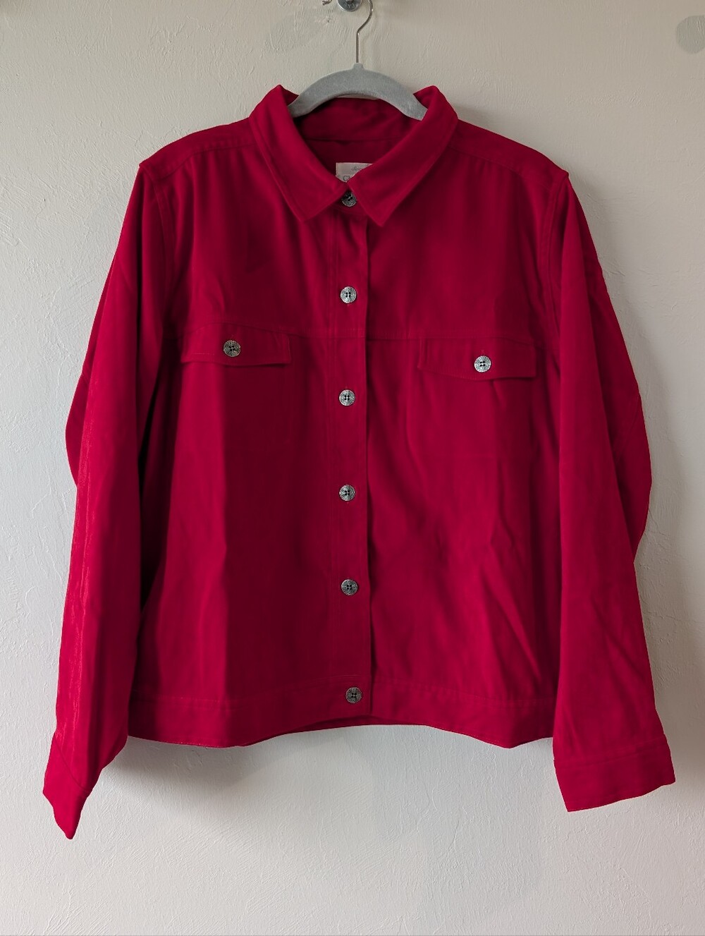Christopher & Banks Stretch Red Jacket Shaket Size XL Estimate Velvety Suede